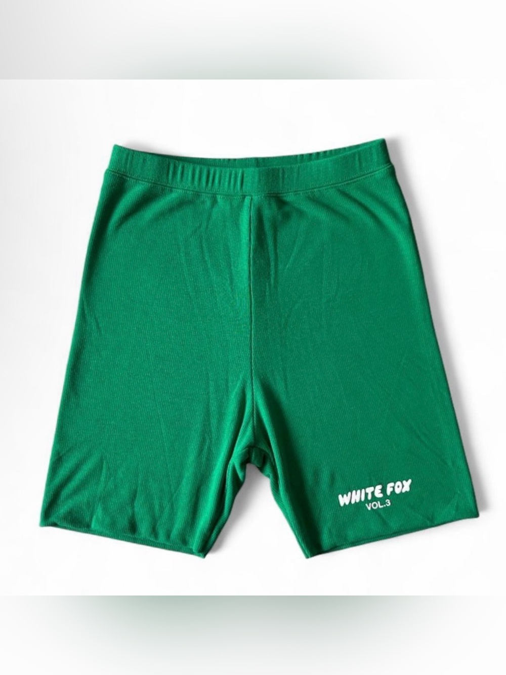 White Fox Boutique Offstage Ribbed Bike Shorts Amazon Green Women’s - Small